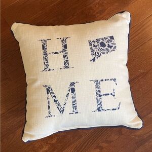 Decorative Cream Pillow with Blue HOME Connecticut Design